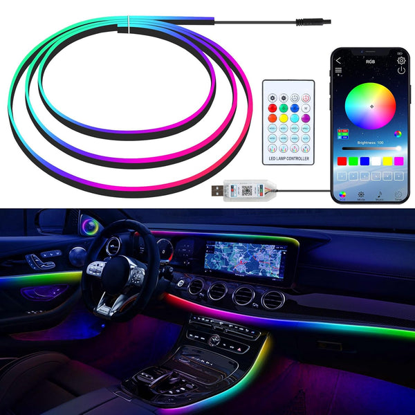 RGB Inside Car Lights, USB Car LED Lights with APP/Remote Control, 16 Millions Color Changing Ambient Lighting Kit with 43 Inch, Car Lighting Accessories, Music USB Light Strip
