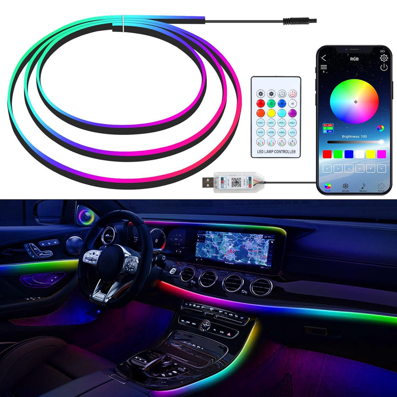 RGB Inside Car Lights, USB Car LED Lights with APP/Remote Control, 16 Millions Color Changing Ambient Lighting Kit with 43 Inch, Car Lighting Accessories, Music USB Light Strip