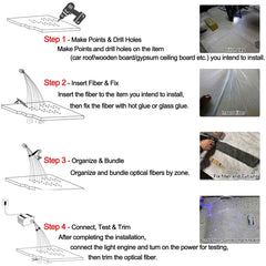 550* Fiber Optic RGBW LED Car Shooting Meteor Star Roof Headliner Light Kit 16W