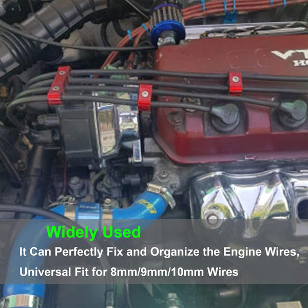 3PCS Aluminum Engine Spark Plug Wire Separator Divider Organizer Clamp Kit for 8mm 9mm 10mm