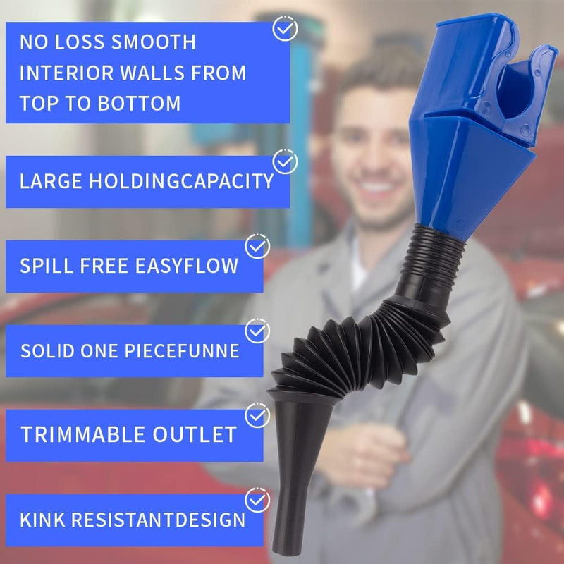 Car Universal Fuel Funnel With Hose & Filter Anti Spill Liquid Transfer Tool
