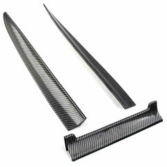 3 Pcs Carbon Fiber PVC Car Rear Wing Lip Spoiler Tail Trunk Roof Trim Universal