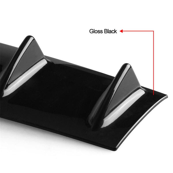 7Fin Universal Lower Rear Body Bumper Lip Diffuser Shark Fin Spoiler Gloss Black