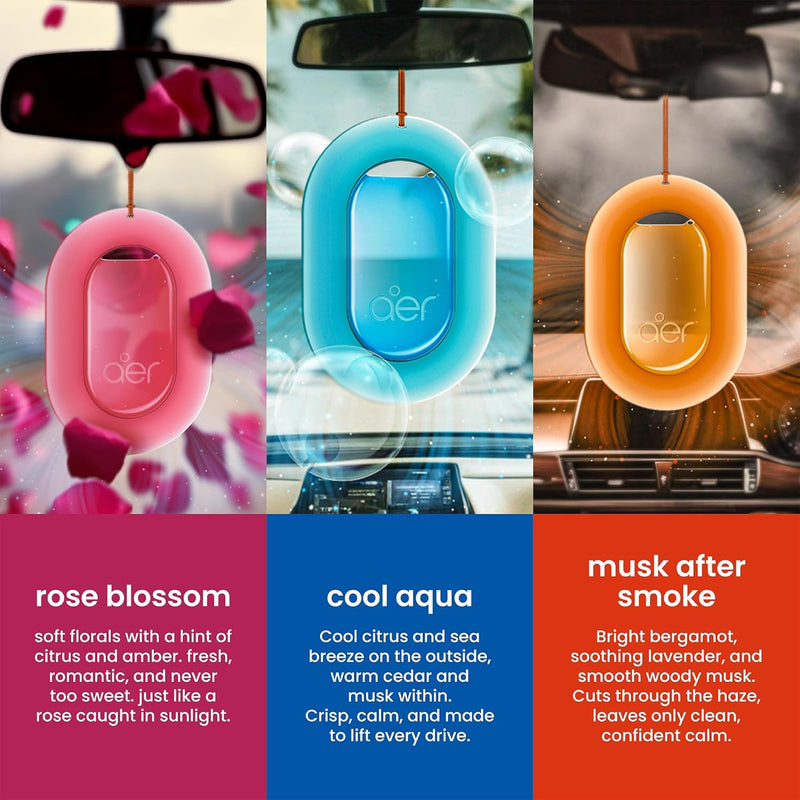 Godrej aer O – Hanging Car Air Freshener – Assorted Pack of 3 (22.5g) | Gel Lasts up to 30 days | Car Accessories