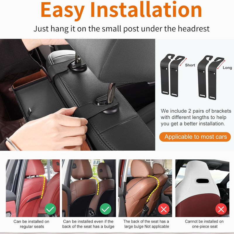 Car Seat Organizer - Cup Holder, Car Tissue Holder and Hooks Keep Your Back Seat