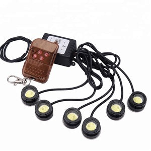Red & Blue 8in1 Kit 12V Hawkeye LED Car Emergency Strobe Lights DRL With Wireless Remote Control
