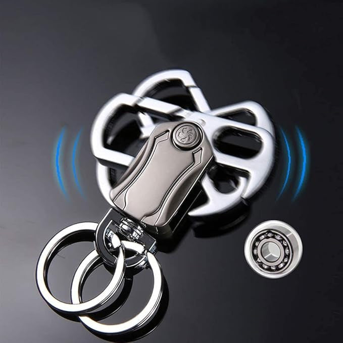 5 In 1 Multifunction Car Metal Keychain 360° Rotating Spinner, Bottle Opener & Phone Holder Key Ring