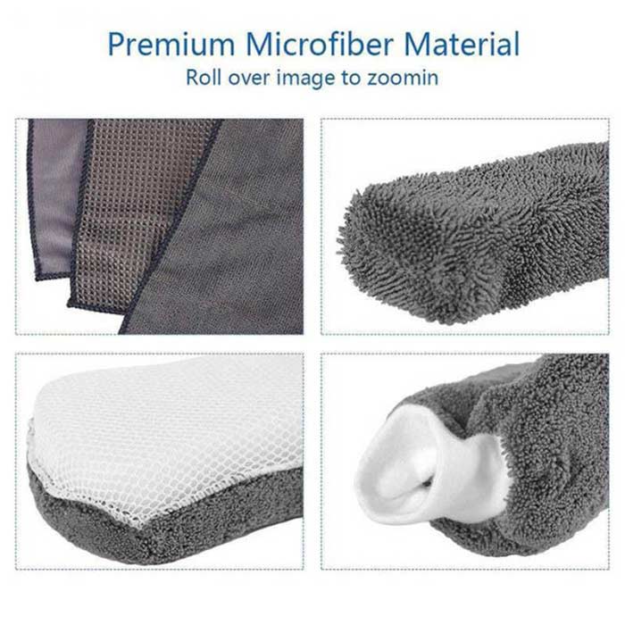 9pcs Dark Gray Car Wash Cleaning Kit Microfiber Auto Detailing Washing Tools