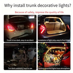 1pc Car New LED Multi-Color Trunk Atmosphere Light, With Scanning And Constant Light Mode, LED Sensor Light Strip