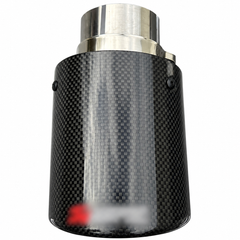1 Pc STAINLESS SILVER & BLACK CARBON FIBRE AKRA EXHAUST TIPS 4” ROLLED EDGE