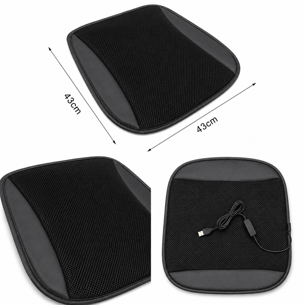 Universal Ventilated Seat Flow 3 Cooling Levels Cooling Car Seat Cushion Pad Wheelchair Cushion for Chair Home , Black