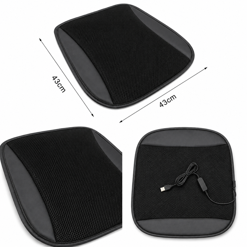 Universal Ventilated Seat Flow 3 Cooling Levels Cooling Car Seat Cushion Pad Wheelchair Cushion for Chair Home , Black