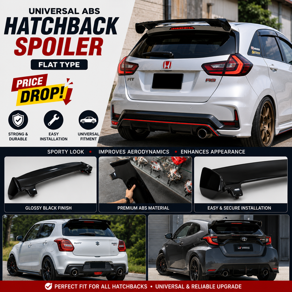 Universal ABS Hatchback Spoiler (Flat Type) – Glossy Black