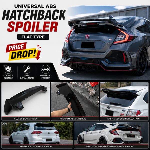 Universal ABS Hatchback Spoiler (Flat Type) – Glossy Black