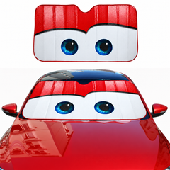 1 Pc Car Front/Rear Foldable Cartoon Eyes Foil Sunshade UV Protection Curtain Film Windshield | Sunshade Visor Shield Cover