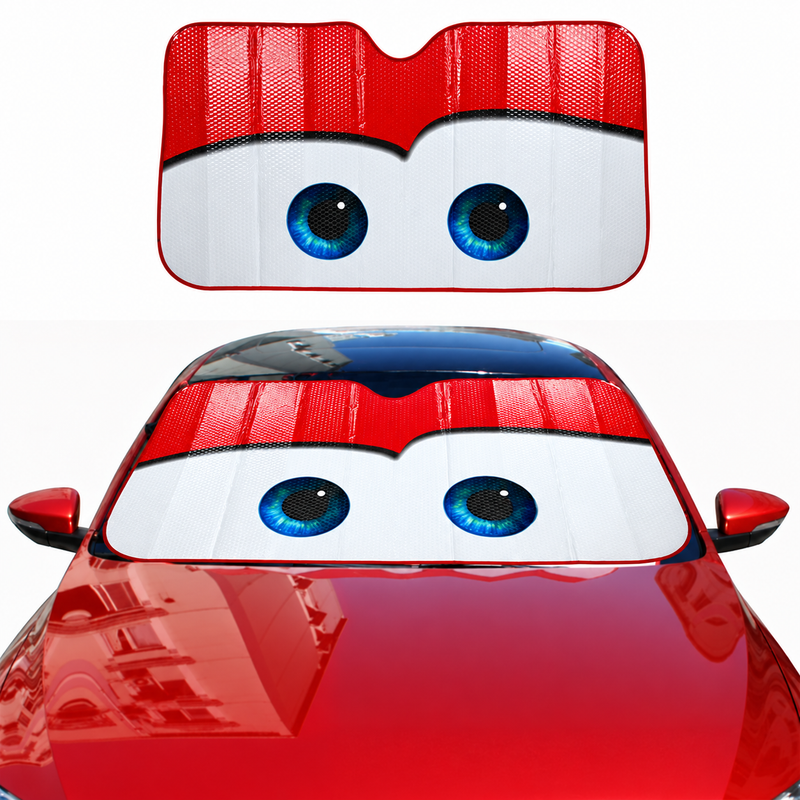 1 Pc Car Front/Rear Foldable Cartoon Eyes Foil Sunshade UV Protection Curtain Film Windshield | Sunshade Visor Shield Cover