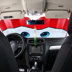1 Pc Car Front/Rear Foldable Cartoon Eyes Foil Sunshade UV Protection Curtain Film Windshield | Sunshade Visor Shield Cover