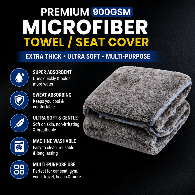Ultra Premium 900 GSM Microfiber Car Seat Towel (60x90 cm) – Super Absorbent & Extra Thick