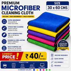 Car Care Assorted Color Ultra-Soft 350 GSM Microfiber Cleaning Cloth (30×60 cm) – Lint & Scratch Free