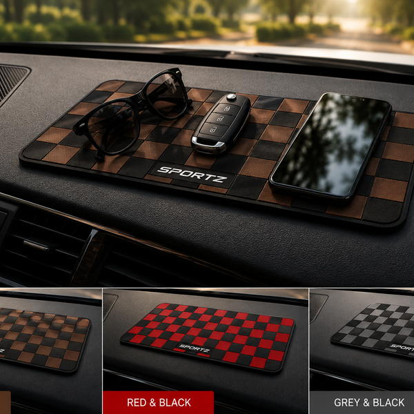 1 Pc Multicolor PVC Check Pattern Dashboard Anti-Slip Mat Universally Applicable For Various Car Models Suitable For Multiple Items