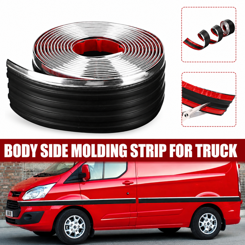 Car Side Skirt Anti-Collision Strip Soft Waterproof Self Adhesive Body Moulding Trim Universal Fit for Cars Trucks SUVs Easy
