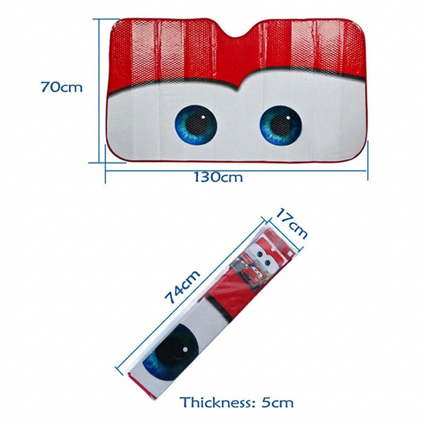 1 Pc Car Front/Rear Foldable Cartoon Eyes Foil Sunshade UV Protection Curtain Film Windshield | Sunshade Visor Shield Cover
