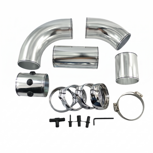 Universal Car Turbo Air Intake Pipe Kit 3 Inch (76mm) Aluminum Pipe with Silicone Hose & Clamps (5 Piece Set)