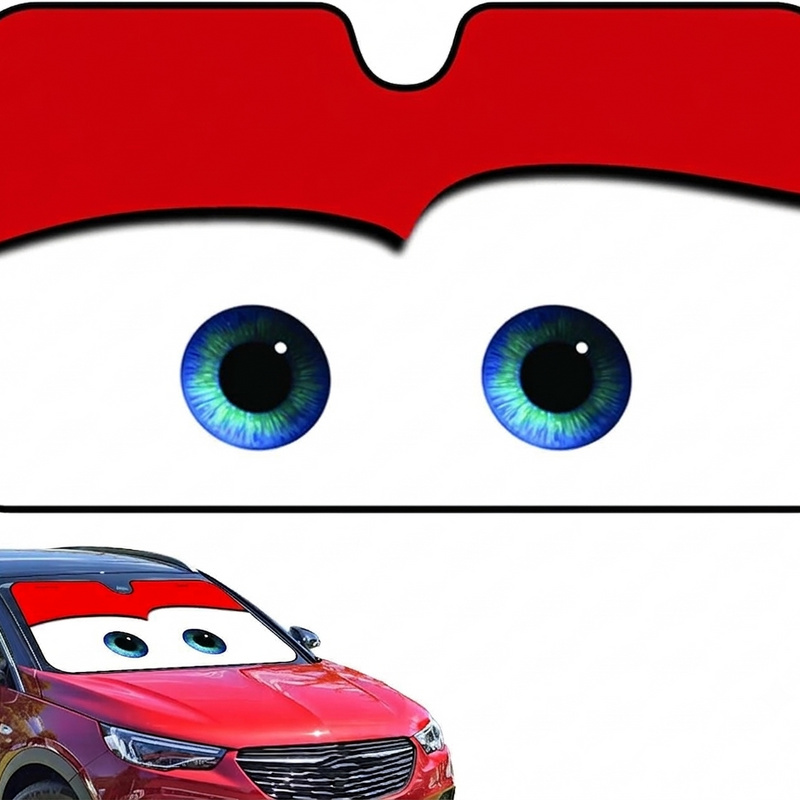 1 Pc Car Front/Rear Foldable Cartoon Eyes Foil Sunshade UV Protection Curtain Film Windshield | Sunshade Visor Shield Cover