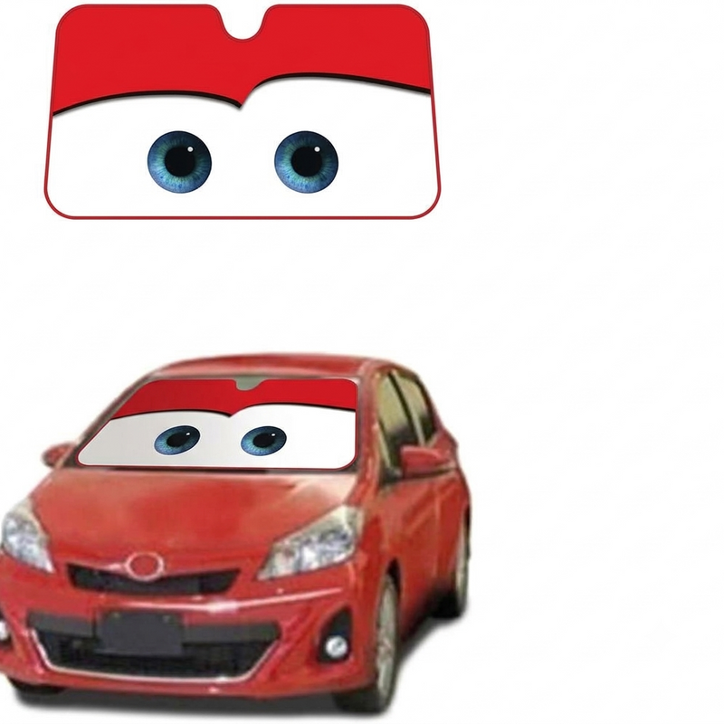 1 Pc Car Front/Rear Foldable Cartoon Eyes Foil Sunshade UV Protection Curtain Film Windshield | Sunshade Visor Shield Cover