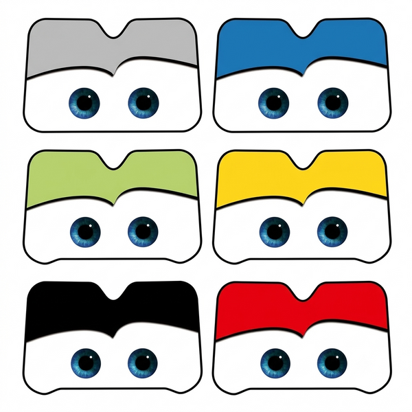 1 Pc Car Front/Rear Foldable Cartoon Eyes Foil Sunshade UV Protection Curtain Film Windshield | Sunshade Visor Shield Cover