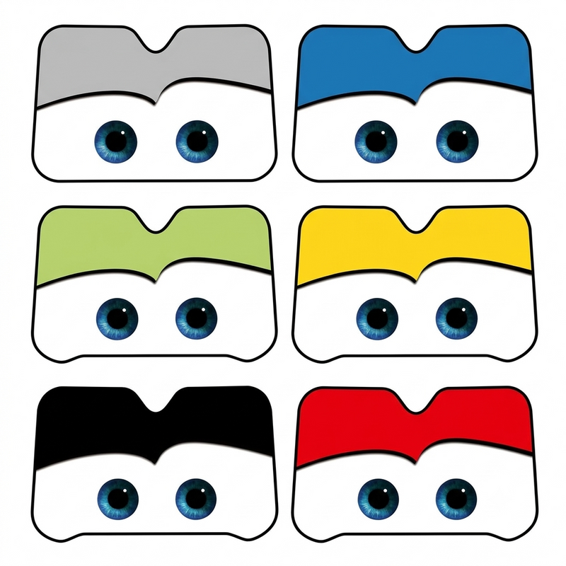 1 Pc Car Front/Rear Foldable Cartoon Eyes Foil Sunshade UV Protection Curtain Film Windshield | Sunshade Visor Shield Cover