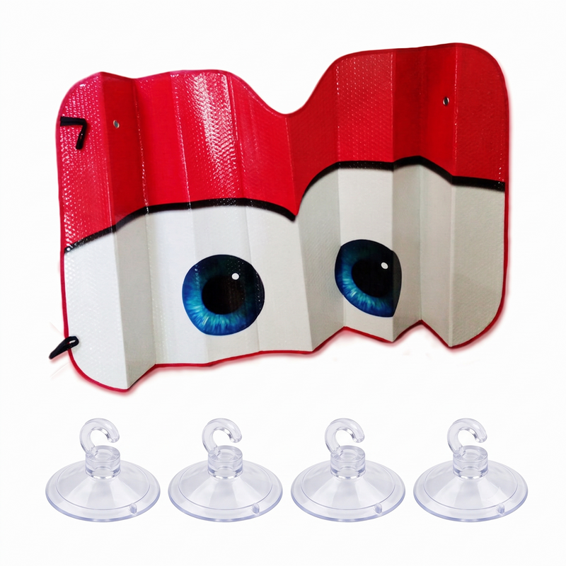 1 Pc Car Front/Rear Foldable Cartoon Eyes Foil Sunshade UV Protection Curtain Film Windshield | Sunshade Visor Shield Cover