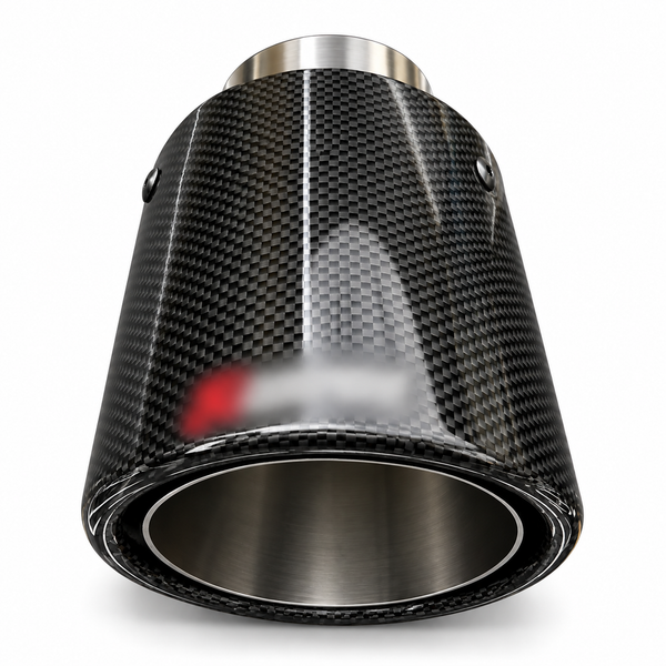1 Pc STAINLESS SILVER & BLACK CARBON FIBRE AKRA EXHAUST TIPS 4” ROLLED EDGE