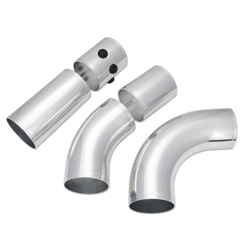 Universal Car Turbo Air Intake Pipe Kit 3 Inch (76mm) Aluminum Pipe with Silicone Hose & Clamps (5 Piece Set)