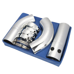 Universal Car Turbo Air Intake Pipe Kit 3 Inch (76mm) Aluminum Pipe with Silicone Hose & Clamps (5 Piece Set)