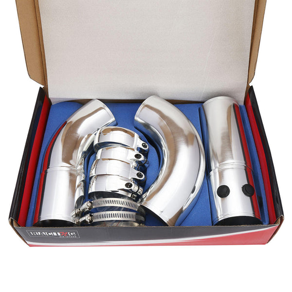 Universal Car Turbo Air Intake Pipe Kit 3 Inch (76mm) Aluminum Pipe with Silicone Hose & Clamps (5 Piece Set)
