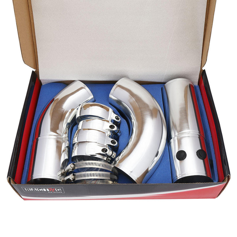 Universal Car Turbo Air Intake Pipe Kit 3 Inch (76mm) Aluminum Pipe with Silicone Hose & Clamps (5 Piece Set)