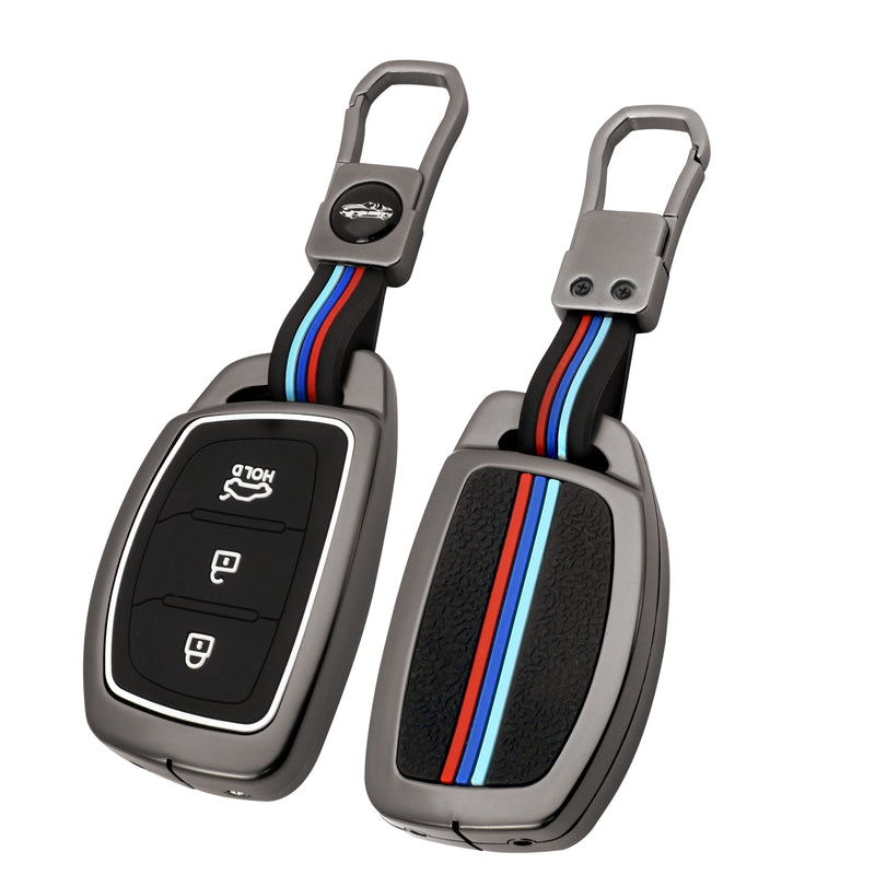 Car 3 Button Smart Key Metal Key Cover for Hyundai Grand i10 NIOS, Asta, Venue, i20, Aura, Exter, Creta, Elantra