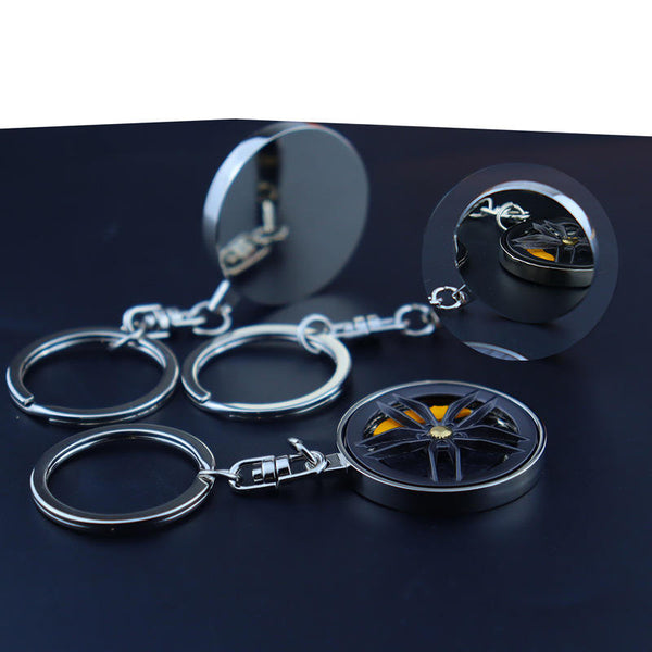 Rotatable Car Hub Keychain - Stylish Alloy Pendant for Vehicle Enthusiasts, Perfect Gift Idea