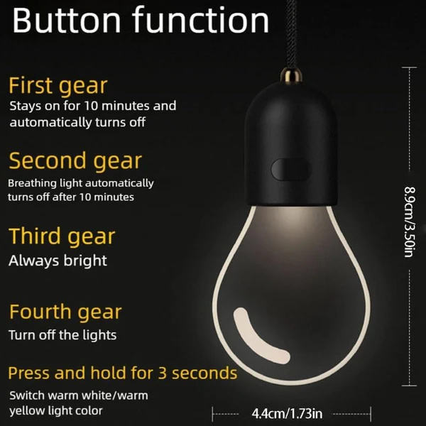 Hanging Car Interior Light – Soft Glow LED Bulb With Touch Switch, USB Rechargeable Night Lamp, Minimalist Pendant Style For Car Interior