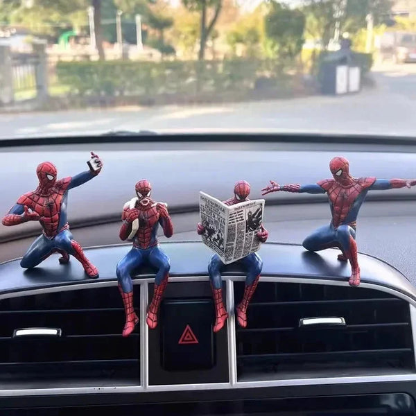 4 Pcs Spider Man Figure Miniature Set Decorative Collectible Figurines For Car Dashboard, Desk & Home Decor