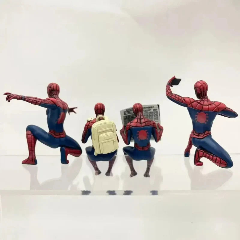 4 Pcs Spider Man Figure Miniature Set Decorative Collectible Figurines For Car Dashboard, Desk & Home Decor