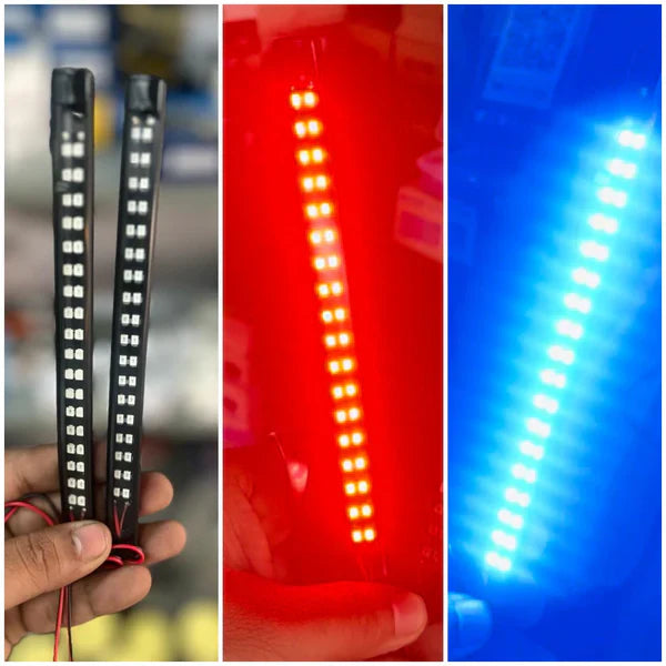 2pcs Red Blue Stylish LED Strip Lights Waterproof Car Flasher 12V