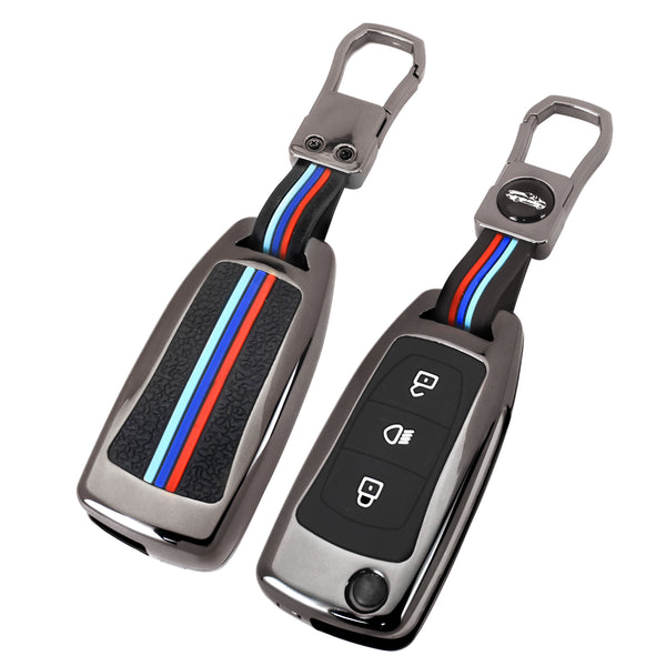 3 Button Metal Flip Key Cover For Tata Curvv, Nexon, Harrier, Altroz, Punch, Safari, Tigor, Tiago, Zest, Bolt