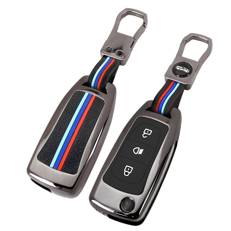 3 Button Metal Flip Key Cover For Tata Curvv, Nexon, Harrier, Altroz, Punch, Safari, Tigor, Tiago, Zest, Bolt