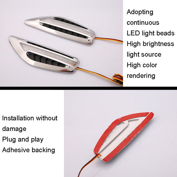 Dual Color LED Side Marker Lights for Car & SUV Set of 2 | White DRL + Yellow Turn Signal Indicator | Blade Style Dynamic Fender Light | Waterproof 12V Side Indicator Lamp | Universal Fit