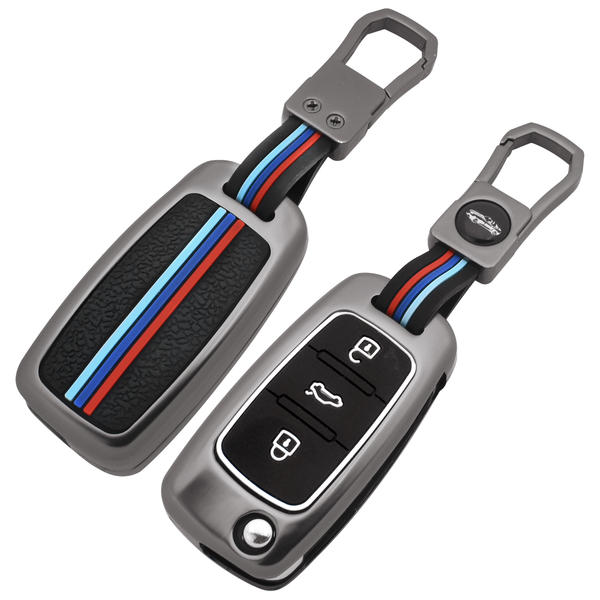 3 Button Metal Flip Key Cover For Volkswagen : Polo, Vento, Jetta, Ameo