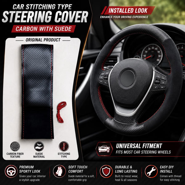 Universal Car Steering Grip Soft Durable Stylish With Stiching Needle And Thread
