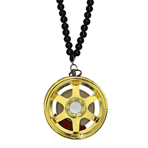 Six Spoke Golden Car Mirror Pendant Decoration Metal Wheel Hub Hanging Ornaments Auto Interior
