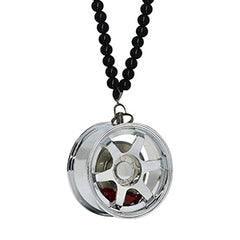Six Spoke Silver Car Mirror Pendant Decoration Metal Wheel Hub Hanging Ornaments Auto Interior